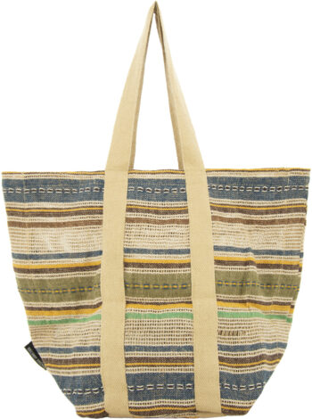 Jute Beach Bucket Tote - Navy Blue