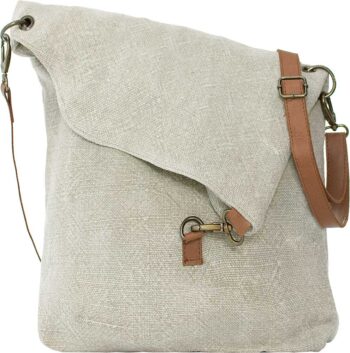 Foldover Ash Grey Jute Crossbody FRONT
