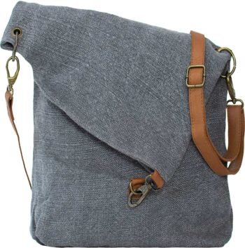 Foldover Charcoal Jute Crossbody FRONT