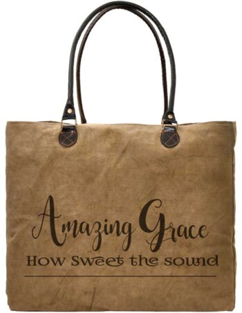 Amazing Grace Recycled Military Tents Market Tote FRONT