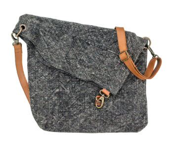 Foldover Black Jute Crossbody