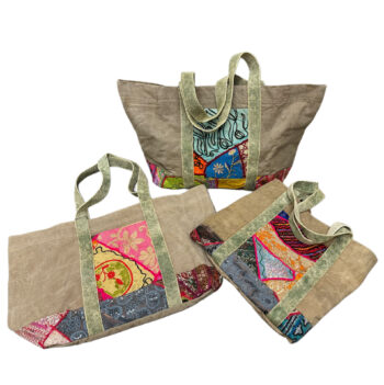 Large Recycled Tent Tote with Vintage Textiles