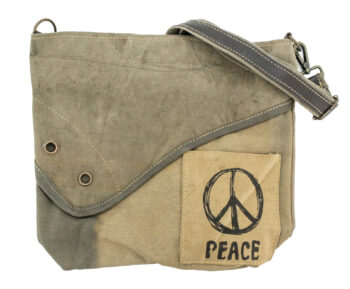Peace Sign Recycled Military Tent  Crossbody