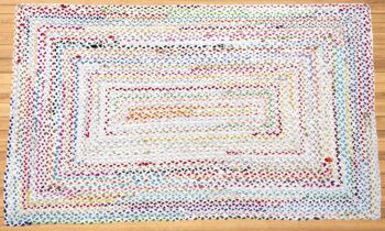 4' x 6' White Recycled Fabric Braided Rug
