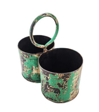 Double Metal Planter/Caddy - Green