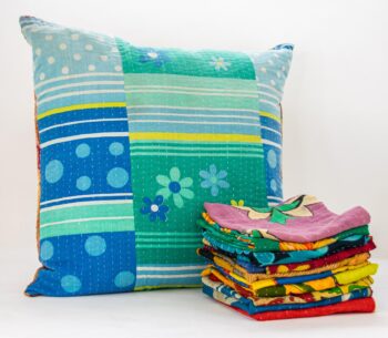 One of a Kind Vintage Kantha Pillow Cover 24" x 24"