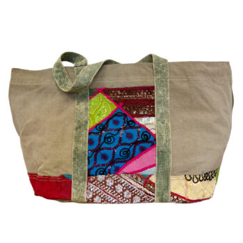 Large Recycled Tent Tote with Vintage Textiles-02