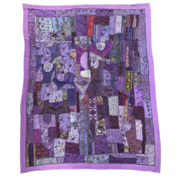 One of a Kind Vintage Quilt/Bed Cover-Purple Trim