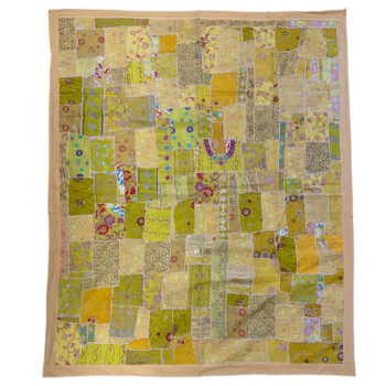 One of a Kind Vintage Quilt/Bed Cover-Yellow Trim