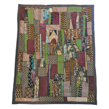 One of a Kind Vintage Quilt/Bed Cover-Brown Trim