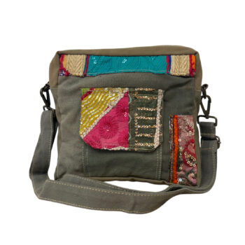 Recycled Military Tent w/Vintage Fabric Crossbody-14