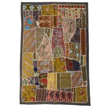 One of a Kind Vintage Textile Table Runner/Cover-Brown-01