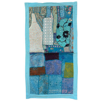 One of a Kind Vintage Textile Table Mat-Turquoise-02