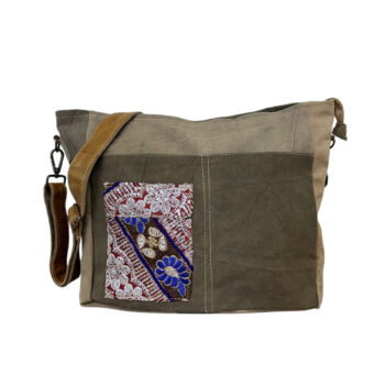 Recycled Military Tent Crossbody w/Vintage Fabric Pocket-12