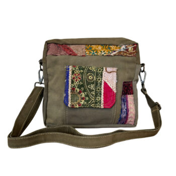 Recycled Military Tent w/Vintage Fabric Crossbody-21