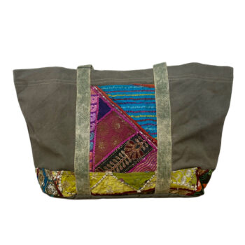 Large Recycled Tent Tote with Vintage Textiles-09